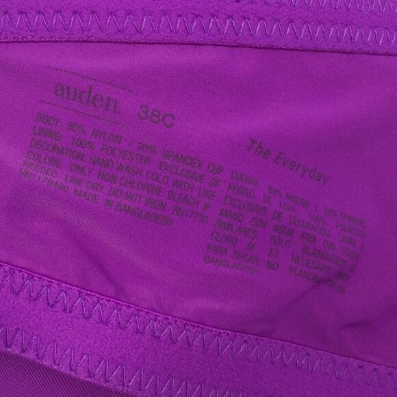 Auden The Everyday Bra Womens Size 38C Purple Lightly Lined Underwire Adjustable - Picture 6 of 9